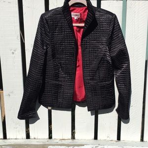 3 Sisters Black quilted blazer satin L